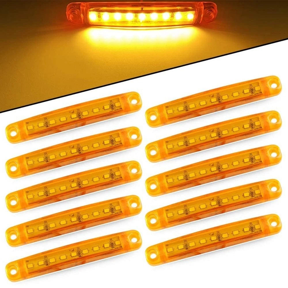 10pcs Side Marker Clearance Light Car Trailer Tail Lamp 9 LED Amber yellow EOA 6B93BC-57