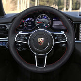 Black&Hole Leather Steering Wheel Wrap Cover Fit For Porsche Cayenne Macan