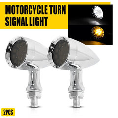 2x Chrome Bullet Motorcycle LED Front White+Amber Blinker Turn Signal Lights EOA 6B93BC-57