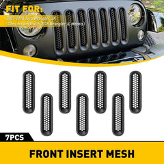 7pcs Front Grille Mesh Inserts For Accessories Jeep Wrangler JK JKU 2007-2018 A 6B93BC-57