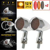2x Chrome Turn Amber LED Motorcycle Light Bullet Signal Blinker Brake AUXITO For AUXITO