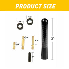 AUXITO BLACK CARBON FIBER SHORT BILLET ALUMINUM 3" INCH ROOF ANTENNA UNIVERSAL 6B93BC-57