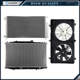 Electric Radiator Condenser Cooling Fan Kit For 2003 2004 2005-2007 Honda Accord 6B93BC-57