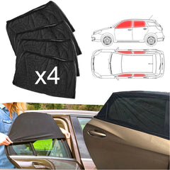 Car Side Window Sunshade 4Pc UV Protector Front Curtain Rear Sun shade SUV Black 6B93BC-57