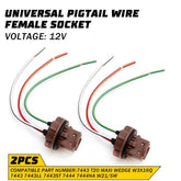 Universal Pigtail Wire Female Socket 7443 Two Harness Brake Stop Tail Parking EA 6B93BC-57