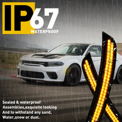Front Bumper Smoked Amber Side Marker Signal Lights For 2015-2022 Dodge Charger 6B93BC-57