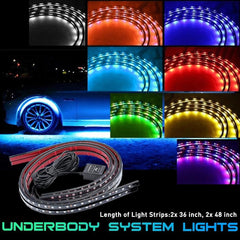 4X RGB LED Under Tube Car Underglow Underbody System Light Neon Strip Lamp D 6B93BC-57