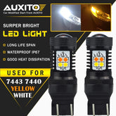 2X 7443 7444 Amber/Yellow Switchback Dual Color Turn Signal Light bulbs LED EOA 6B93BC-57