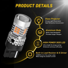 2x AUXITO Amber 7443/7440 LED Front Turn Signal Light Bulbs Canbus Error Free EA AUXITO