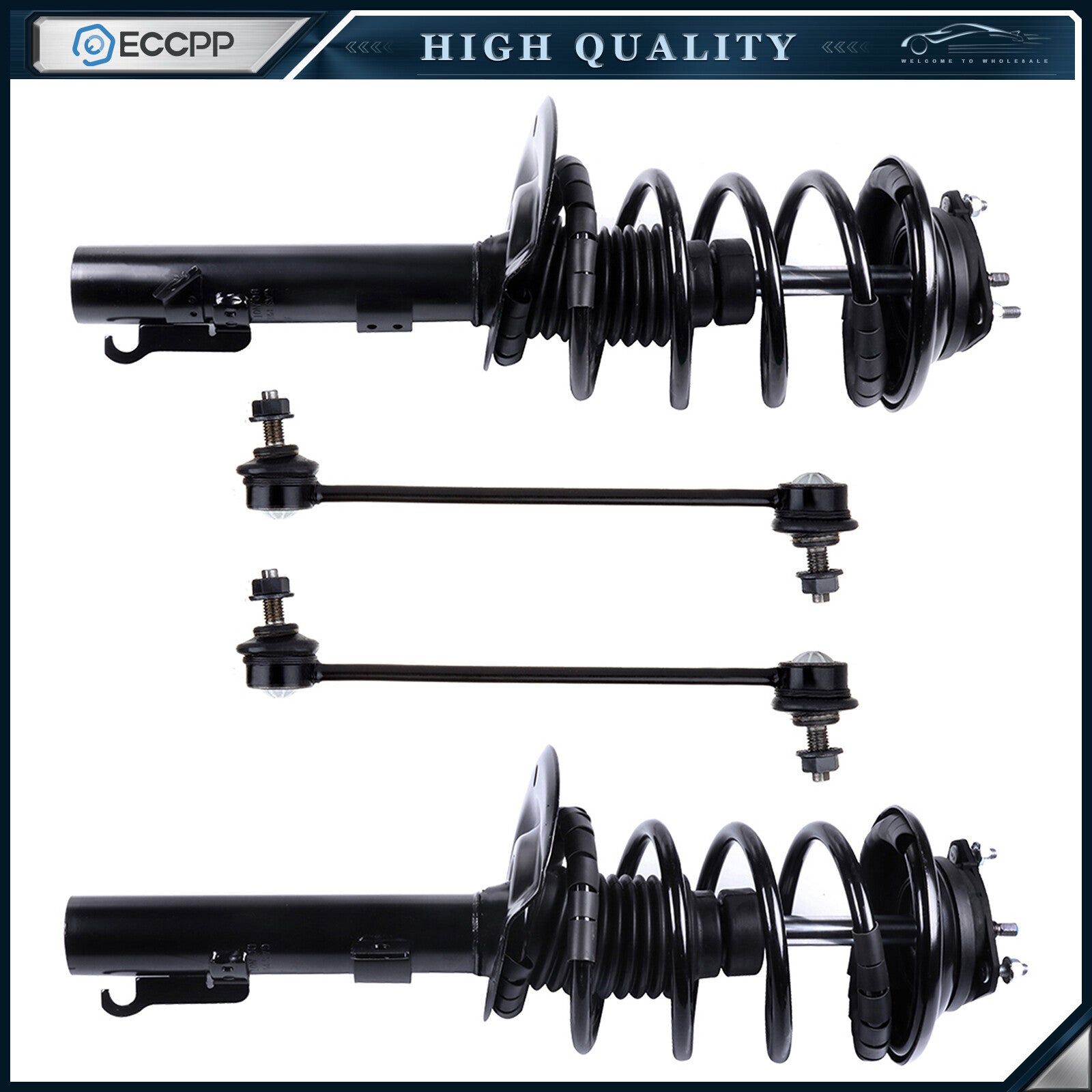 For 06-07 Ford Focus Front Complete Strut Sway Bar End Link Kit Set 4pc 6B93BC-57