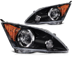 ECCPP Headlights Assembly For Honda CR-V CRV 2.4L 2007-2011 Pair Kit Black Amber 6B93BC-57