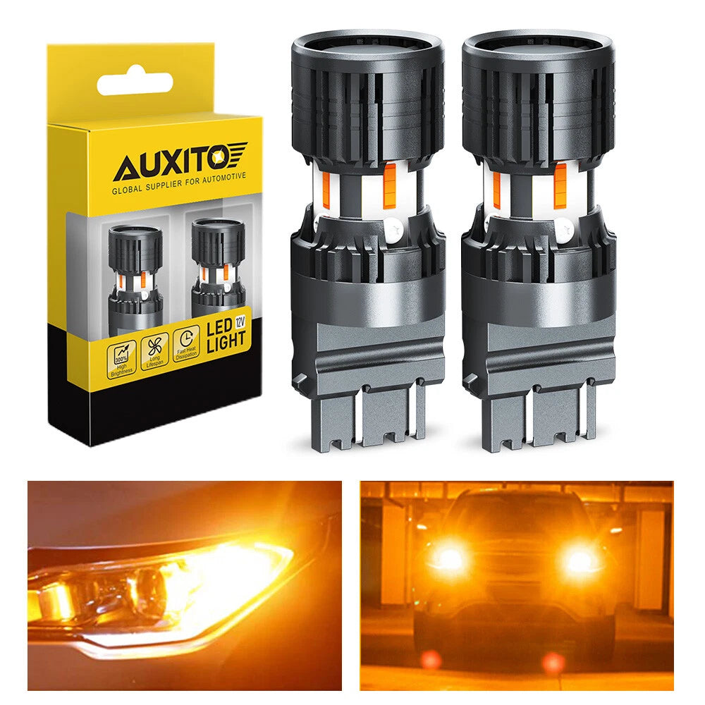 2X AUXITO 3157 LED Turn Signal Light Bulbs CANBUS Anti Hyper Flash Amber 2200K A AUXITO