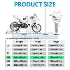 2XL Motorcycle Cover Waterproof for Winter Outside Storage Snow Rain Protection