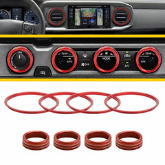 Red Air Condition AC Knob Cover Ring Trim Replace for 2016-2022 Toyota Tacoma EA 6B93BC-57