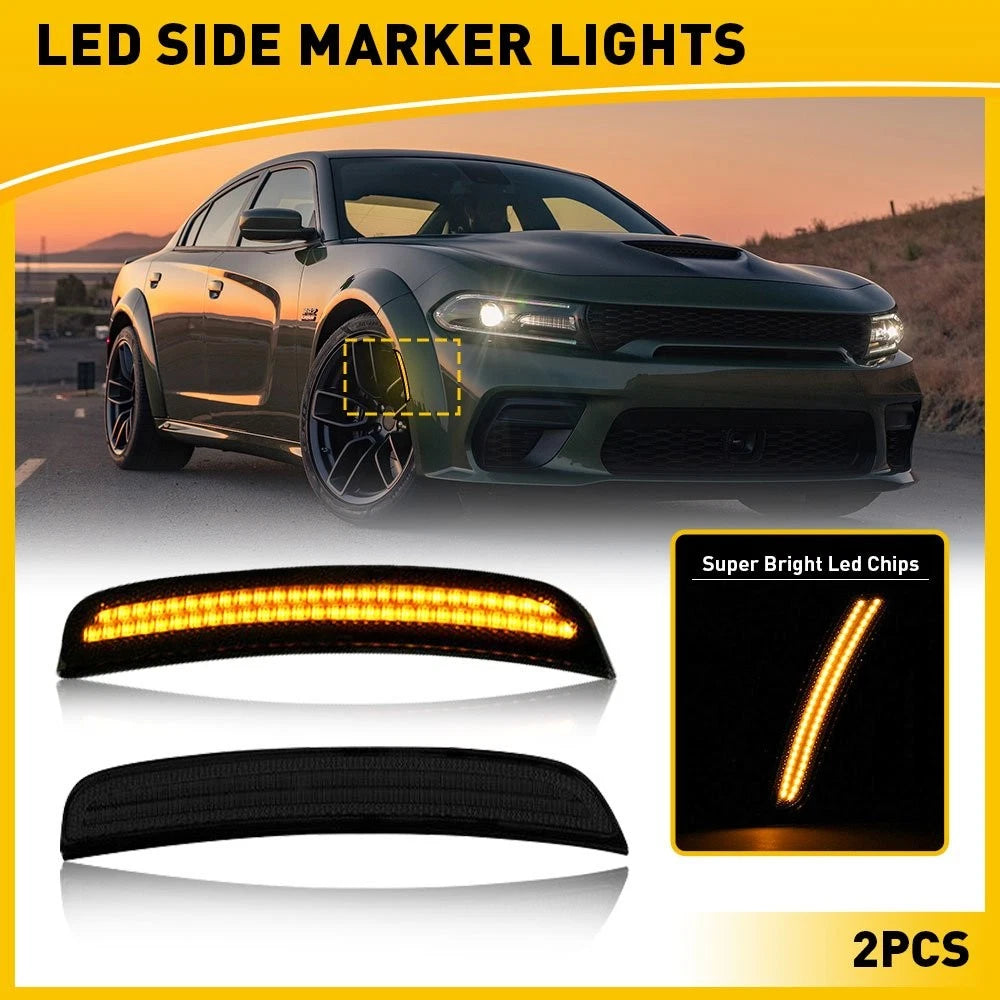 Smoked Lens Marker Side Lights LED Amber For Lamps Dodge 2015-2020 Charger EOA 6B93BC-57