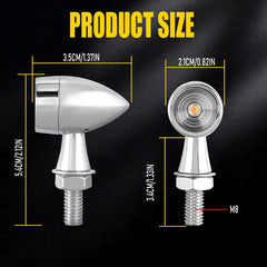 2x Chrome Bullet Motorcycle Mini LED Turn Signals Blinker Light Indicator Amber 6B93BC-57