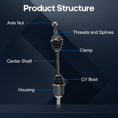 Front Left for GMC Acadia V6 3.6L 2017-2007 CV Axle Assembly 6B93BC-57