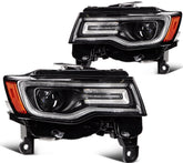 ECCPP Headlights Assembly For Jeep Grand Cherokee 2019-2021 Pair Kit Black Amber 6B93BC-57
