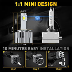 Pair D3S D3R LED Headlight Bulbs Kit For Ford Mustang 2013-2018 High Low Beam 6B93BC-57