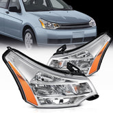 ECCPP Headlights Assembly For Ford Focus 2.0L 2.5L 2008-2011 Pair Chrome Amber 6B93BC-57