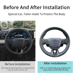 Steering Wheel Wrap For Toyota Camry XV80 2024 Black Perforated Leather Cover