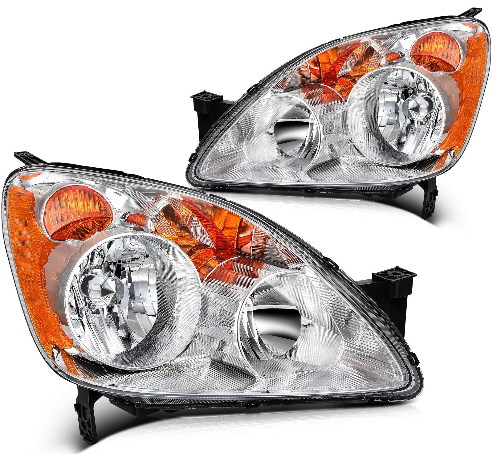 ECCPP Headlights Assembly For Honda CR-V CRV 2.4L 2005-2006 Pair Chrome Amber 6B93BC-57