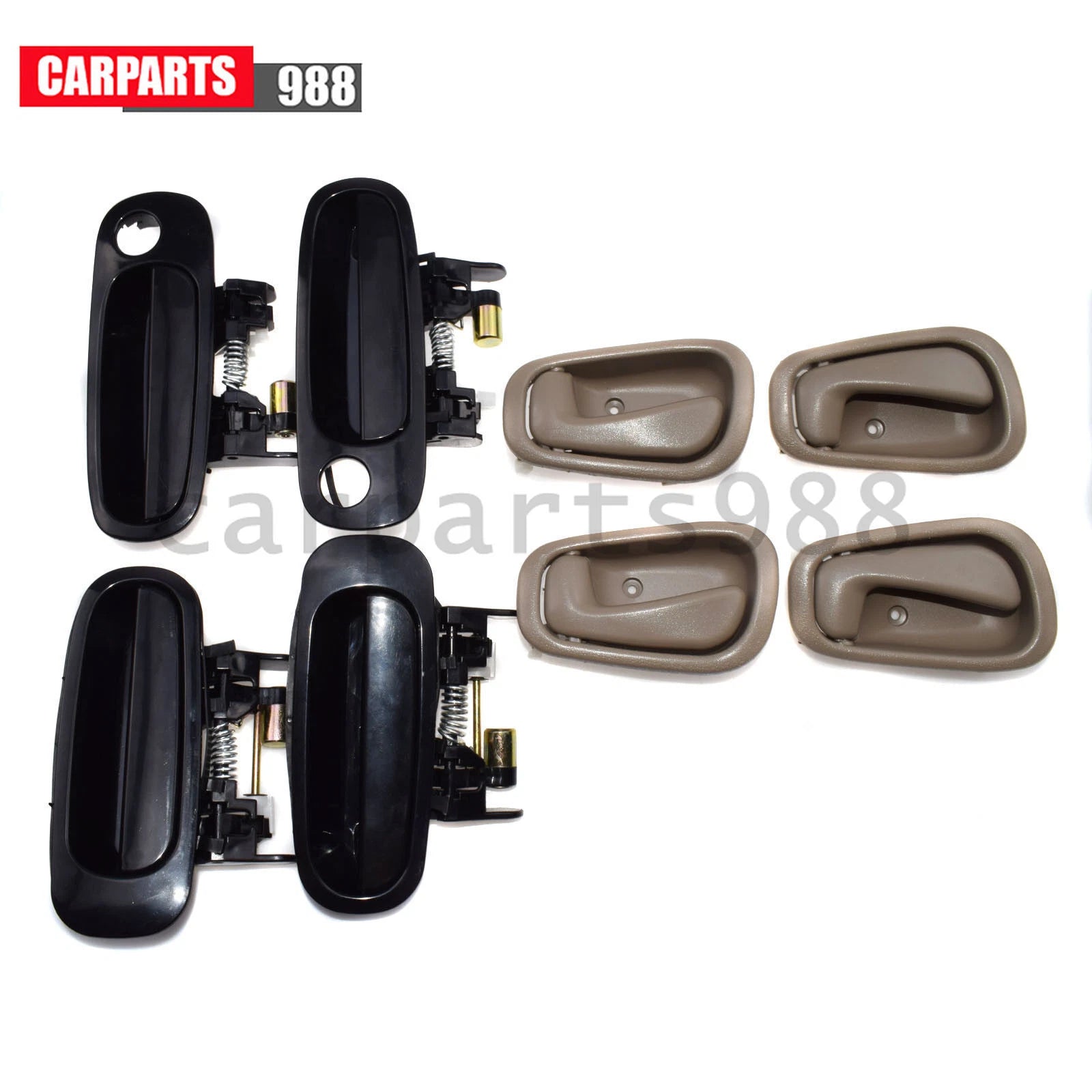Black Outside +Beige Inside Door HandleFront Rear for 98-02 Toyota Corolla Prizm 6B93BC-57