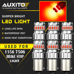 6X AUXITO 1156 LED Brake Tail High Stop Lights Bulbs Lamps Vivid Red 2F EOA AUXITO
