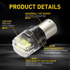 AUXITO 1157 LED Tail Brake Stop Reverse Parking Turn Signal DRL Light Bulb White AUXITO