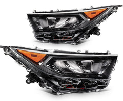 Pair Kit LED Headlights Assembly For 2019-2021 Toyota RAV4 2.5L Black Amber 6B93BC-57