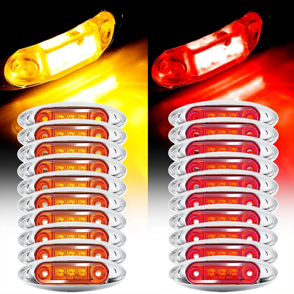 10x Red+10X Amber 3-LED Side 4" Marker Lights Truck Clearance Trailer Light 24V 6B93BC-57