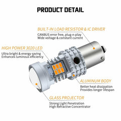 AUXITO Amber 1156 BA15S 1156A LED Turn Signal Lights Anti Hyper Flash Error Free AUXITO