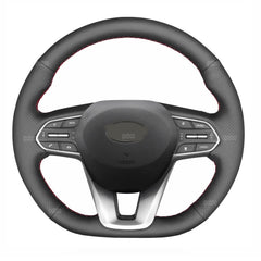 Steering Wheel Wrap For Hyundai Palisade 2020-22 Black Perforated Leather Cover