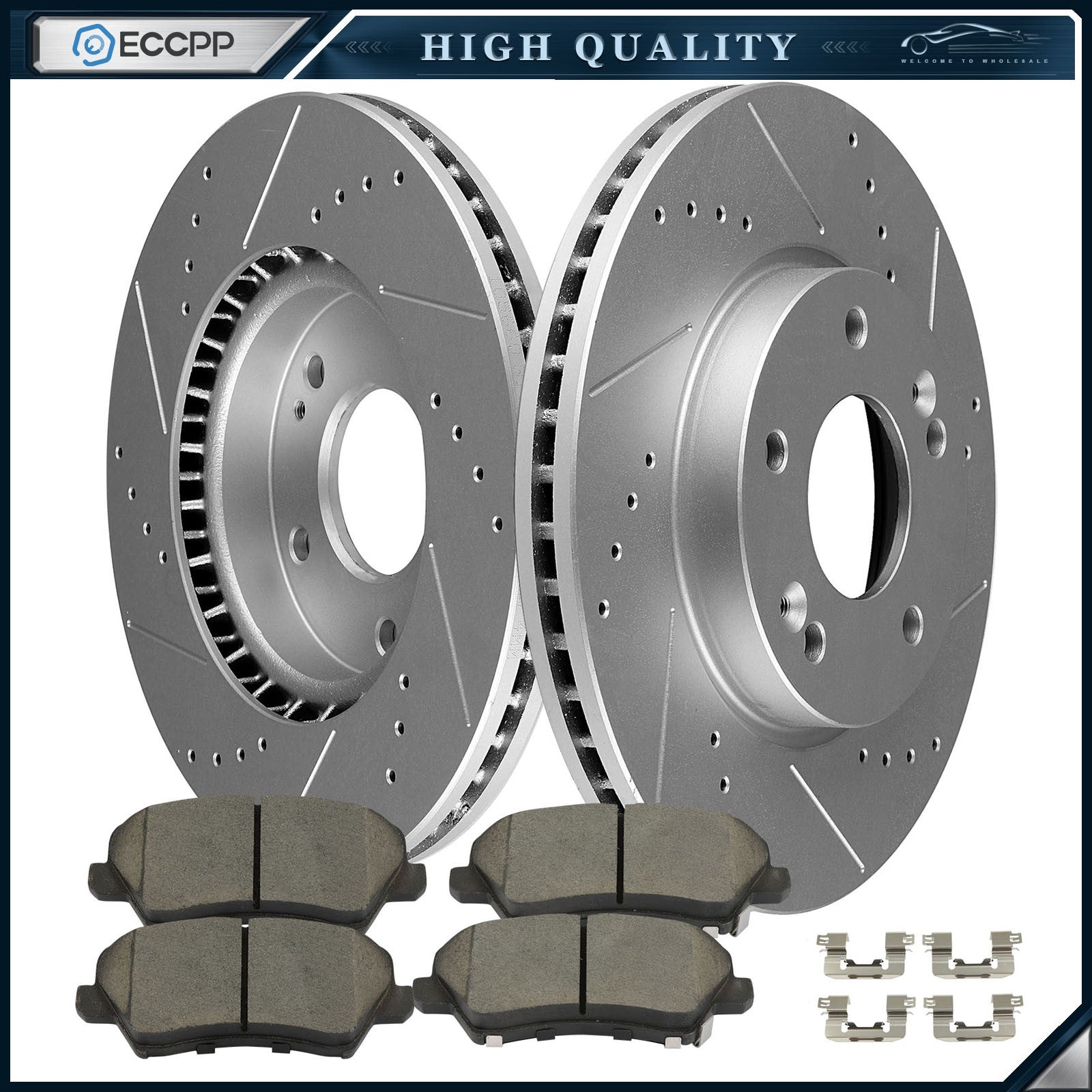 Front Brake Rotors & Ceramic Pads Kit for 2017-2018 Kia Forte 6B93BC-57