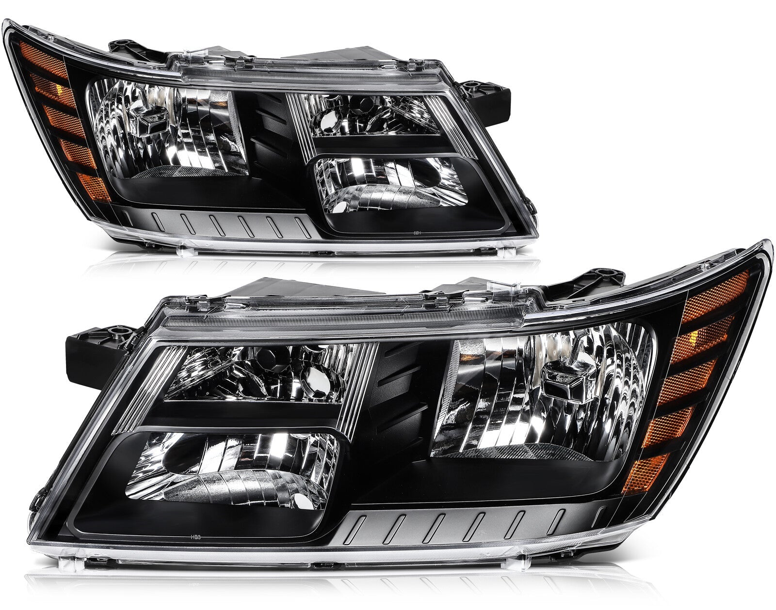 Headlights Assembly Left+Right For 2018-2009 Dodge Journey Black Housing Pair 6B93BC-57