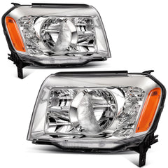 Pair Kit Headlights Assembly For 2009-2011 Honda Pilot SUV 3.5L Chrome Amber 6B93BC-57