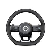 Black &Hole Leather Steering Wheel Hand Sewing Wrap Cover For Nissan X-Trail 21