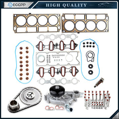 For GMC 4.8L 2006 Head Bolts Kit Timing Chain Kit Water Pump Head Gasket Set
