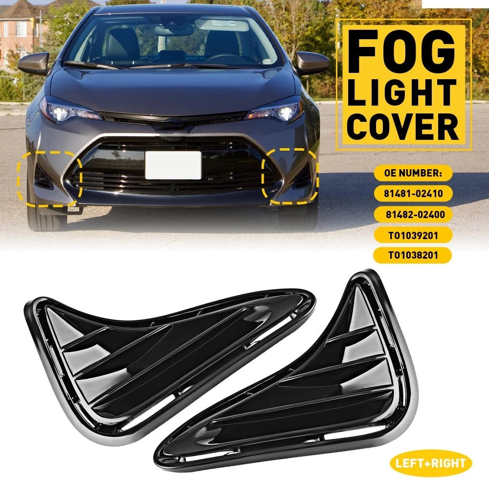 Fog Light Cover For 2017-2019 Toyota Corolla LE XLE CE Left Right Gloss Black 6B93BC-57