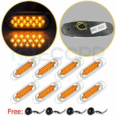 8X Amber 16 Led Side Marker Turn Lights for Kenworth Freightliner+ free lights 6B93BC-57