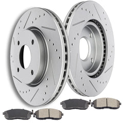 Front Disc Rotors + Ceramic Brake Pads for 2007 - 2012 Nissan Sentra Versa Cube 6B93BC-57