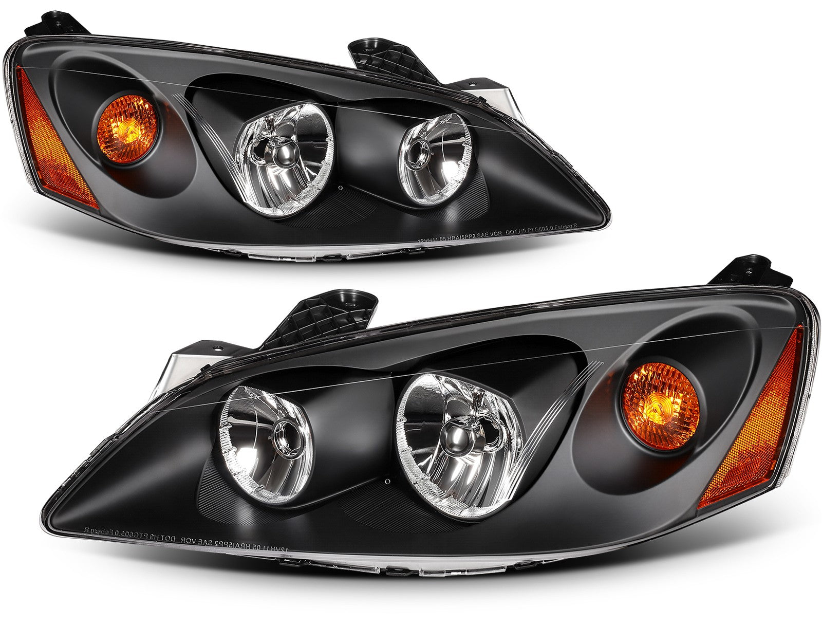 ECCPP Headlights Assembly For Pontiac G6 2.4L 3.5L 2005-2010 Pair Black Amber 6B93BC-57