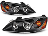 ECCPP Headlights Assembly For Pontiac G6 2.4L 3.5L 2005-2010 Pair Black Amber 6B93BC-57