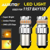 2-10x AUXITO 1157 BAY15D 2357 Amber LED Turn Signal Light Bulbs Super Bright USA AUXITO