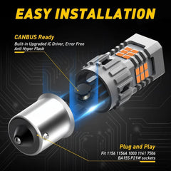 2x AUXITO 1156 BA15S LED Amber Turn Signal Light Bulbs No Hyper Flash CANBUS EOA AUXITO