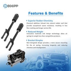 3PCS Front Air Suspension Shock + Compressor For Mercedes W164 ML320 ML350 ML450