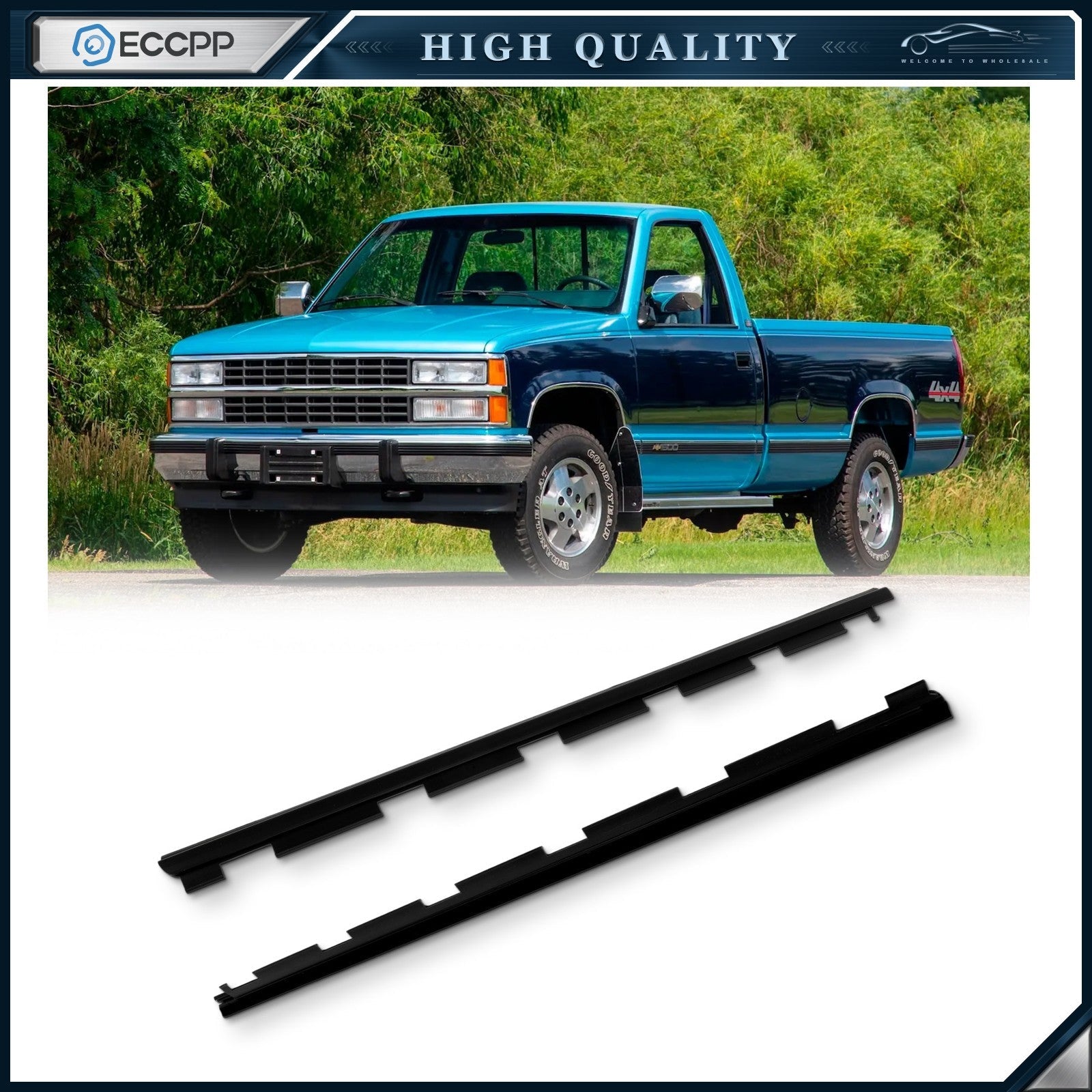 For 1992-1994 Chevrolet Blazer Pair Front Door Window Seal Belt Molding 6B93BC-57