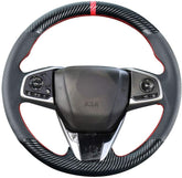 Carbon Fiber&Leather Steering Wheel Hand Sewing Wrap Cover For Honda Civic 10th