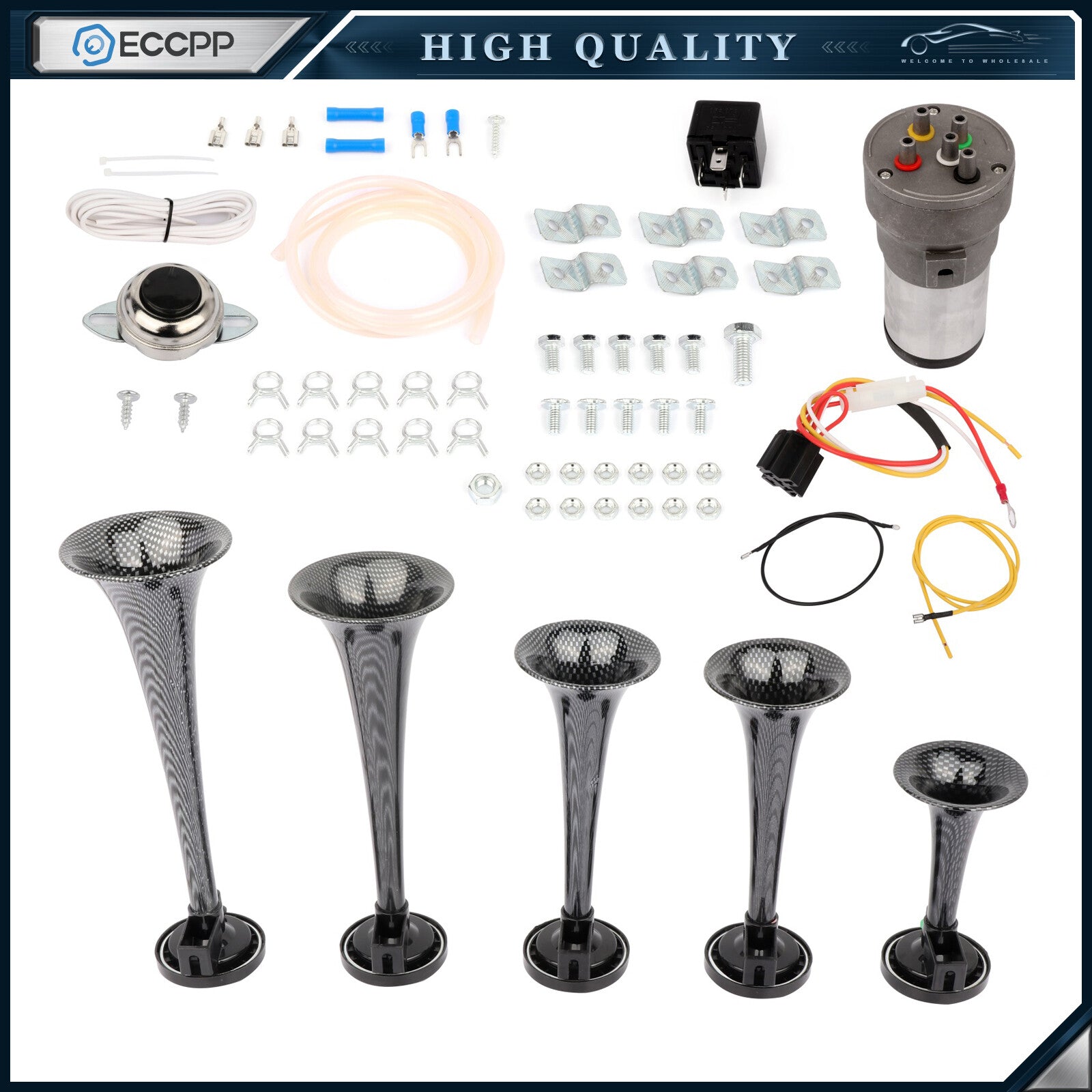 Dixie Musical 5 Gray Plastic Trumpet Air Horn Dukes of Hazzard General Lee Kit 6B93BC-57