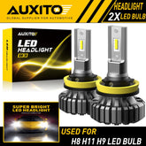 AUXITO H11 H8 H9 LED Headlight Kit Low Beam Bulb White 6500K 20000LM Fanless EA AUXITO